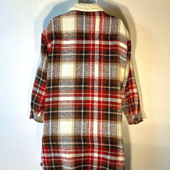 Maurices SZXXL Chunky Plaid Coat Toggles Sherpa Collar Western Preppy Ranch - Picture 7 of 12